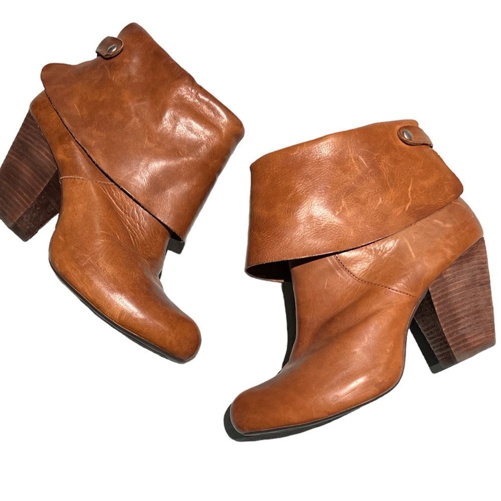 Kork Ease Cognac Roll Over Ankle Boots Size 7.5   B54‎